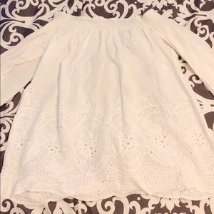 Off the shoulder white eyelet lace top